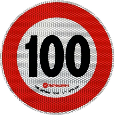 Reflexní nálepka LAMP s omezením rychlosti 100 km/h, značka B-33