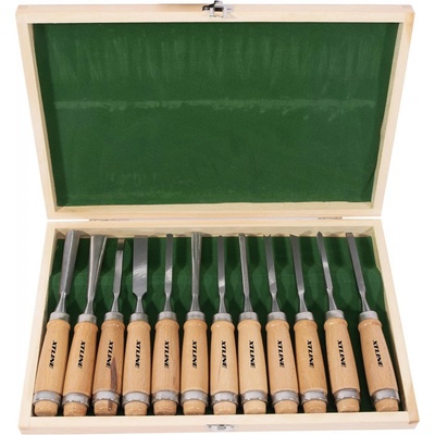 XTLINE Sada řezbářských dlát s dřevěnou rukojetí 12 dílů | dřevěný box – Zboží Mobilmania