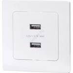Aigostar - USB захранваща розетка с рамка 2x USB-A бяла (AI2814)