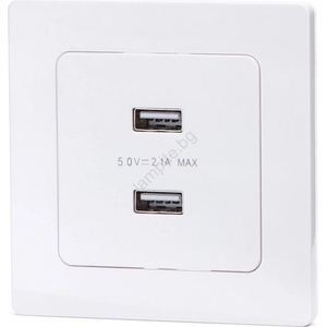 Aigostar - USB захранваща розетка с рамка 2x USB-A бяла (AI2814)