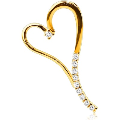 Šperky Eshop Přívěsek ve žlutém zlatě 585 prodloužené srdce se zirkonky na nožičce S2GG02.05