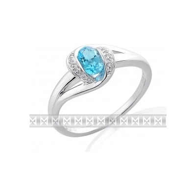 Klenoty Budín diamantový prstýnek z bílého zlata se světle modrým topazem 3861939