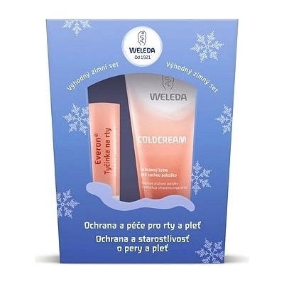 Weleda Zimné s ochranou a starostlivosťou pre pery a pleť Účinná ochrana pleti pred chladom a sychravým počasím Coldcream 30 ml + Tyčinka na pery Everon SPF4 4,8 g darčeková sada