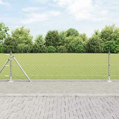 vidaXL Zábradlí s betonovým základem 25 x 0,6 m Pozinkovaná ocel
