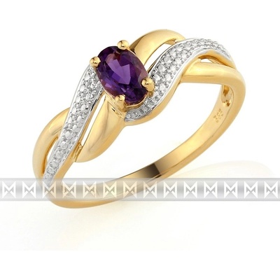 Klenoty Budín zásnubní luxusní zlatý prsten s fialovým velkým ametystem 3811741