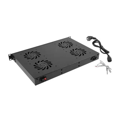 Lanberg Аксесоар, Lanberg 19" fan unit / ventilation panel with lcd 4 fans + thermostat, 230V, black (AK-1503-B)