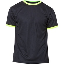 Nath sportovní tričko Action s kontrastem na límci a manžetě černá žlutá fluorescentnír