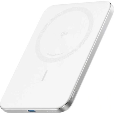Преносима външна батерия с USB-C порт и безжично зареждане с MagSafe - Anker Qi2 Nano MagSafe Wireless Ultra Slim Power Bank 5000 mAh 15W (бял) (A1665H21)