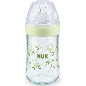 Nuk Стъклено шише със силиконов биберон NUK - Nature Sense, Softer, TC, 240 ml, размер M, Зелено (10745117-Зелен)