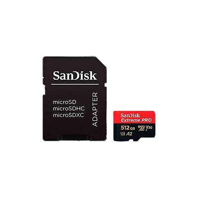 Extreme PRO 512GB microSDXC + SD Adapter + 2 years RescuePRO Deluxe up to 200MB/s & 140MB/s Read/Write speeds A2 C10 V30 UHS-I U3 (SDSQXCD-512G-GN6MA)