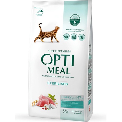 OptiMeal Superpremium pre mačky pre všetky kastrované plemená s morčacim mäsom 1,5 kg