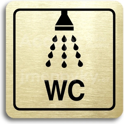 ACCEPT Piktogram sprcha, WC - zlatá tabulka - černý tisk