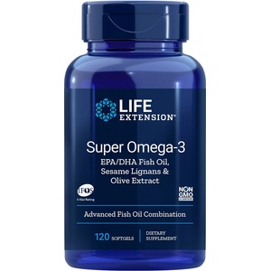 Life Extension Супер Омега-3 (с лигнан от сусам и екстракт от маслина), 120 софтгел капсули (01982 le)