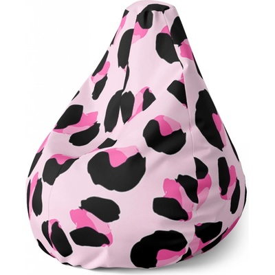 Sablio sedací vak Pear růžový gepard 140 x 100 x 25 cm
