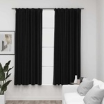 Pure Line Home Завеси с ленена текстура в цвят антрацит с перделък, 2 бр. , 140 x 175 см