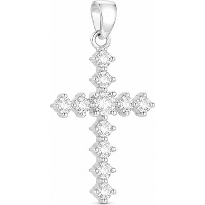 Argento Strieborný prívesok krížik číre okrúhle zirkóny 86021