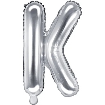PartyDeco Балон от фолио Mini - Буква К 35см сребърен