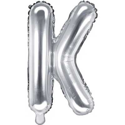 PartyDeco Балон от фолио Mini - Буква К 35см сребърен