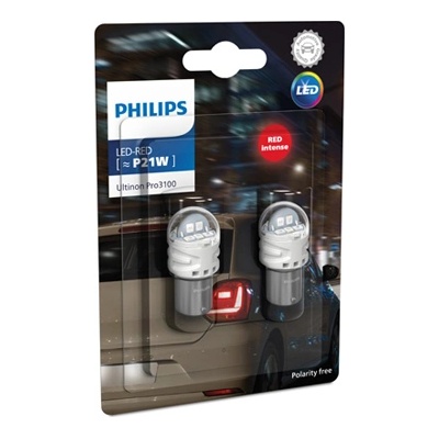 Philips Крушка, LED, стоп светлини PHILIPS P21W, 12V, 1, 75W, 65lm, 2 бр