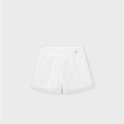 Mayoral Къси нежни дантелени панталони за мини момиче в бял цвят Майорал