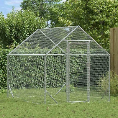 vidaXL Klec na kuřata 200 × 170 × 177 cm pozinkovaná ocel stříbrná 9799.42023409