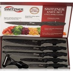Switzner Комплект ножове с черни остриета и черни дръжки от 6 части Switzňer модел SW-9280 (9999sw9280)