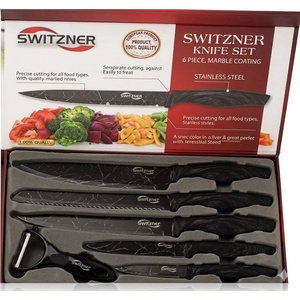 Switzner Комплект ножове с черни остриета и черни дръжки от 6 части Switzňer модел SW-9280 (9999sw9280)