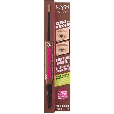 NYX Professional Makeup Zero To Brow barevný gel na obočí 04 Auburn 2 ml