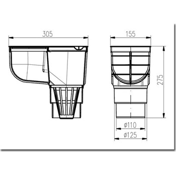 Geiger Lapač střešních splavenin 125 spodní černý