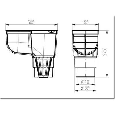 Geiger Lapač střešních splavenin 125 spodní černý