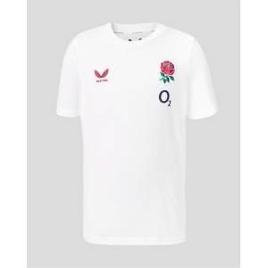 Castore Тениска Castore Kids England Rugby 2026 Short Sleeve Performance T-Shirt - Classic White