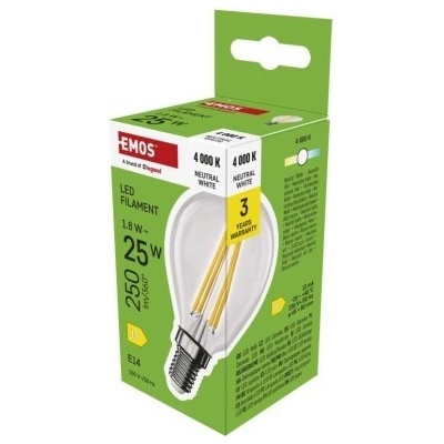 Emos LED žiarovka Filament Mini Globe E14 1,8 W 25 W 250 lm Neutrálna biela ZF1D03