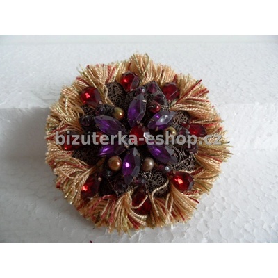 Bizuterka-eshop.cz brož s perličkami vínovo béžová BZ-04195