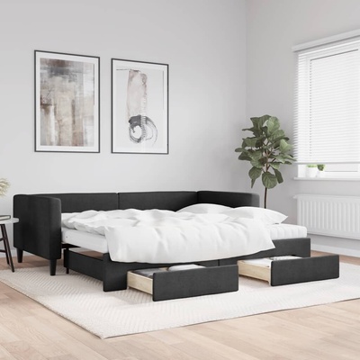 vidaXL 11461.3196644 Válenda s přistýlkou a zásuvkami černá textil