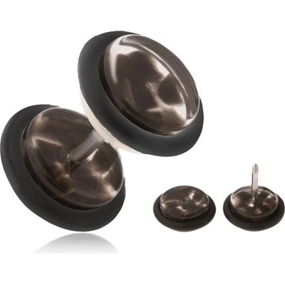 Šperky eshop akrylový falešný piercing do ucha průhledná kolečka černé úlomky W34.16