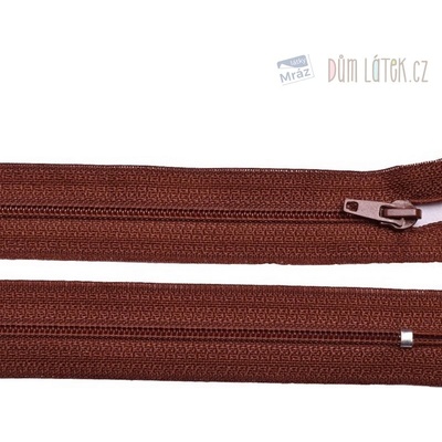 Zips špirálový 3mm nedeliteľný 30cm hnedá