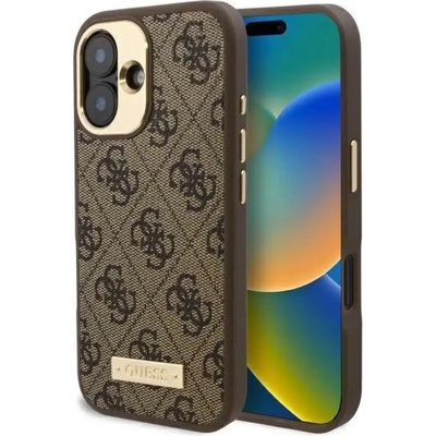 GUESS Калъф Guess 4G Logo Plate MagSafe iPhone 16 Plus - кафяв (3666339340117)
