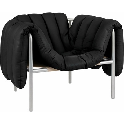 Hem Puffy Black Leather / Stainless Steel