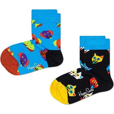 Чорапи Happy socks Cat And Dog socks 2 pairs - Blue / Black (Multicolor)
