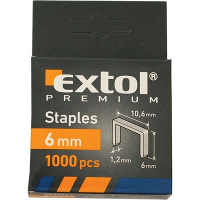 EXTOL sponky do zošívačky, profesionálne (10,6 × 0,52 × 1,2 mm); 6 mm, 1 000 ks