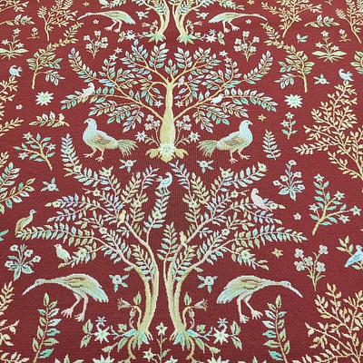 Gobelínová látka WILLIAM MORRIS bordó šiře 280 cm