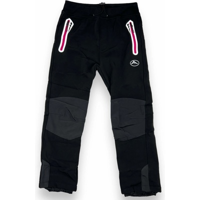 Kugo dívčí softshellové zateplené kalhoty na gumu s manžetou černo růžové 02 černá