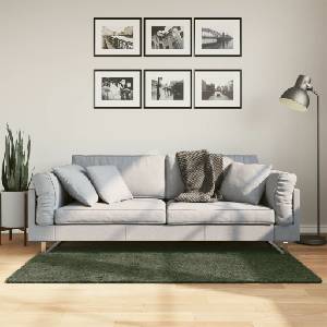 vidaXL Килим HUARTE с къс косъм, мек и миещ се, горско зелен 80x150 см (375090)