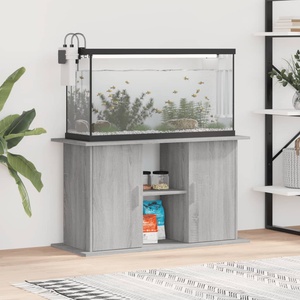 vidaXL Поставка за аквариум, сив сонома, 101x41x58 см, инженерно дърво (833613)