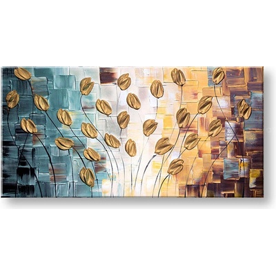 Papilora Autorská reprodukce na plátně KVĚTINY - 90x40 cm