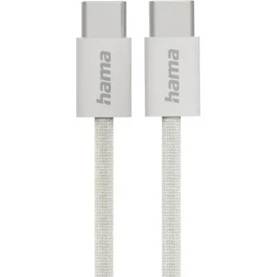 Hama Кабел за зареждане "Fabric", USB-C - USB-C, 1 m, Nylon, сив (HAMA-201728)