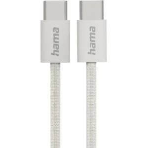 Hama Кабел за зареждане "Fabric", USB-C - USB-C, 1 m, Nylon, сив (HAMA-201728) - xtreme
