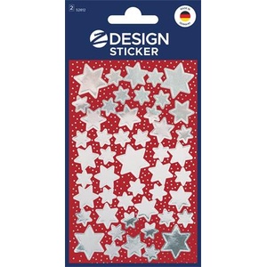 Avery zweckform Стикер, 2 листа, 76x120 mm, AVERY ZWECKFORM, "Z-Design No. 52812", сребърни звезди (52812)