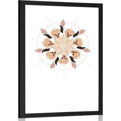 Plakát s paspartou jemná abstrakce květin - 20x30 white
