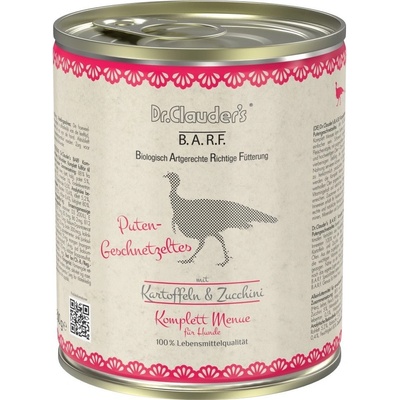 Dr.Clauder's BARF Komplettmenue Putengeschnetzeltes Dog 800 g